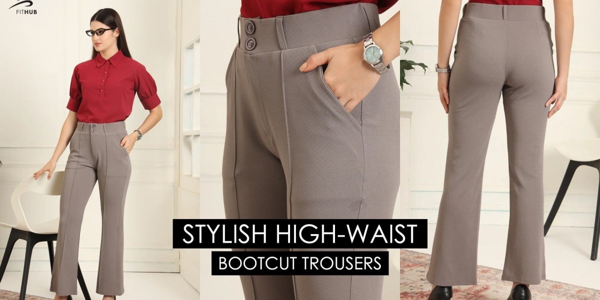 Stylish High-Waist Bootcut Trousers for Women